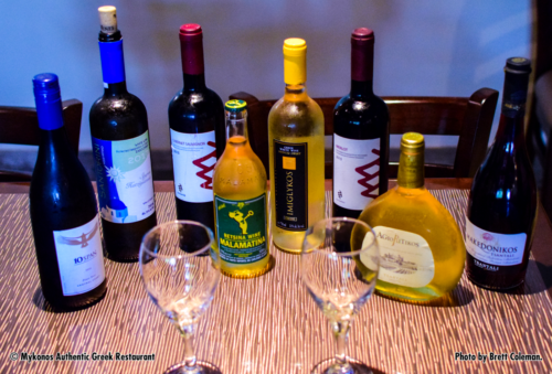 Photo of variety of Greek and Californian Wines